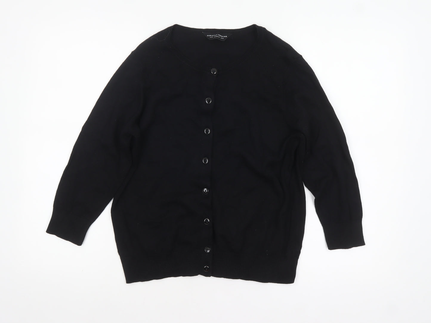 Dorothy Perkins Women’s Black Cotton Knit Cardigan UK 16 Long Sleeve