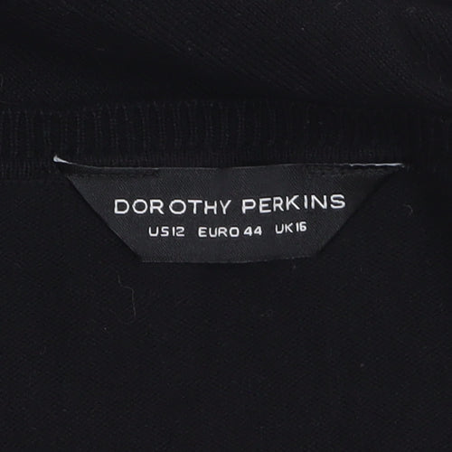 Dorothy Perkins Women’s Black Cotton Knit Cardigan UK 16 Long Sleeve