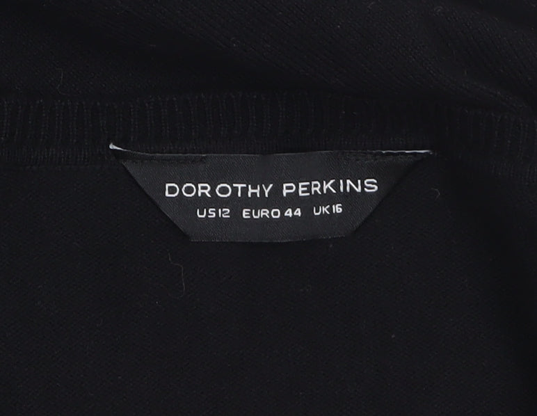 Dorothy Perkins Women’s Black Cotton Knit Cardigan UK 16 Long Sleeve