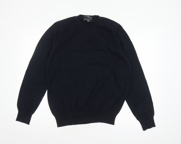 Marks and Spencer Mens Blue Pure Cotton Crew Neck Jumper L