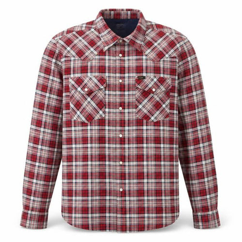Lee Men's Red Plaid Slim Fit Flannel Button-Up Shirt XL