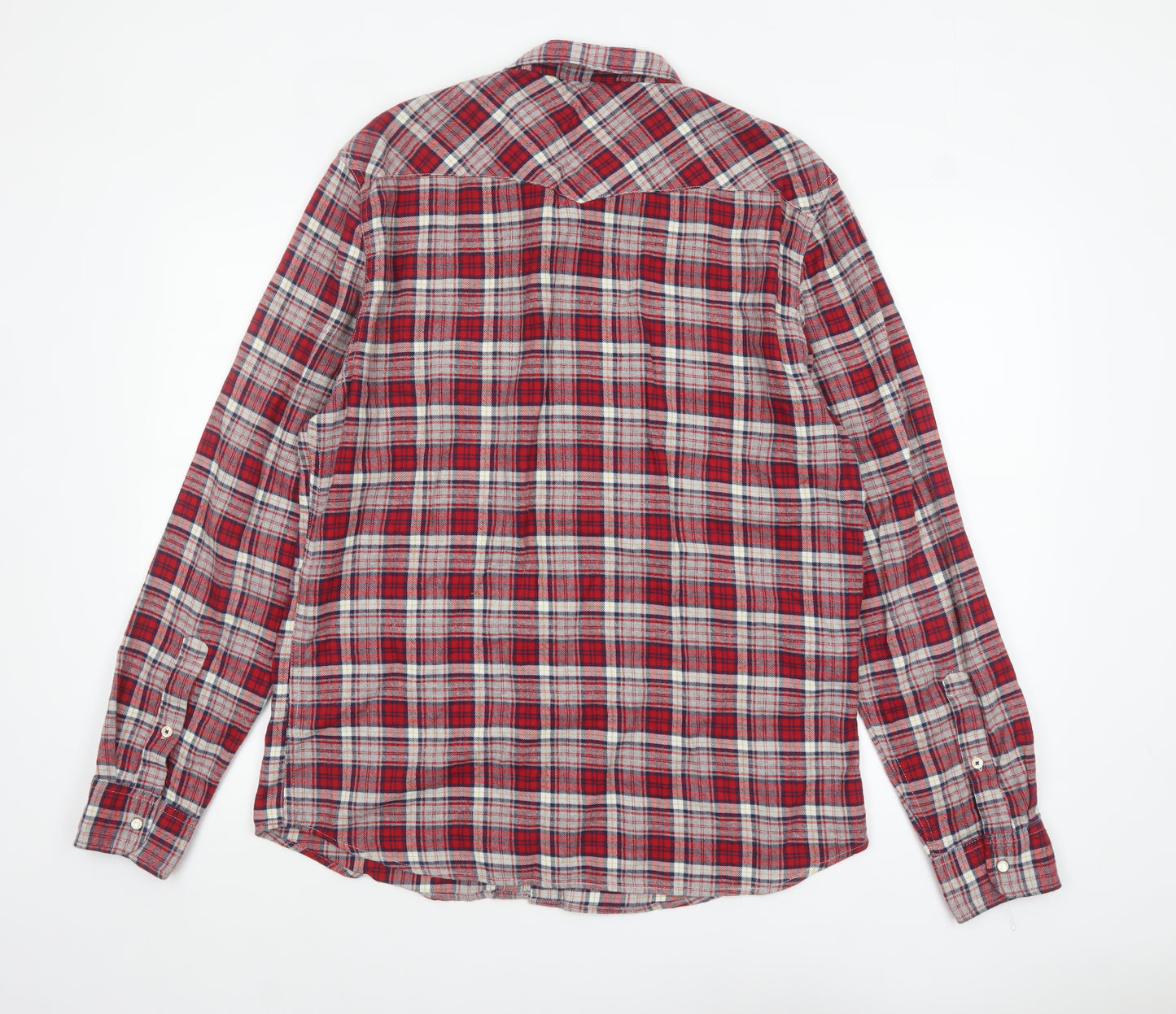 Lee Men's Red Plaid Slim Fit Flannel Button-Up Shirt XL