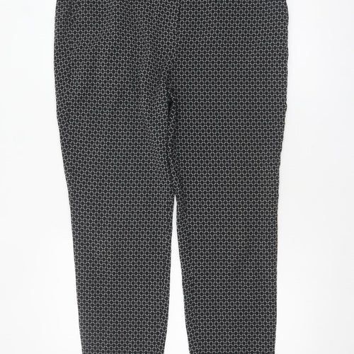Marks and Spencer Womens Black Geometric Slim Trousers Size 16