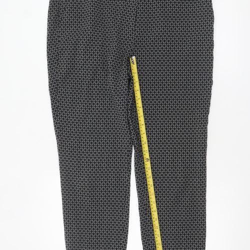 Marks and Spencer Womens Black Geometric Slim Trousers Size 16