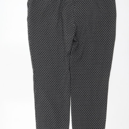 Marks and Spencer Womens Black Geometric Slim Trousers Size 16