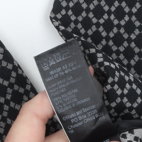 Marks and Spencer Womens Black Geometric Slim Trousers Size 16