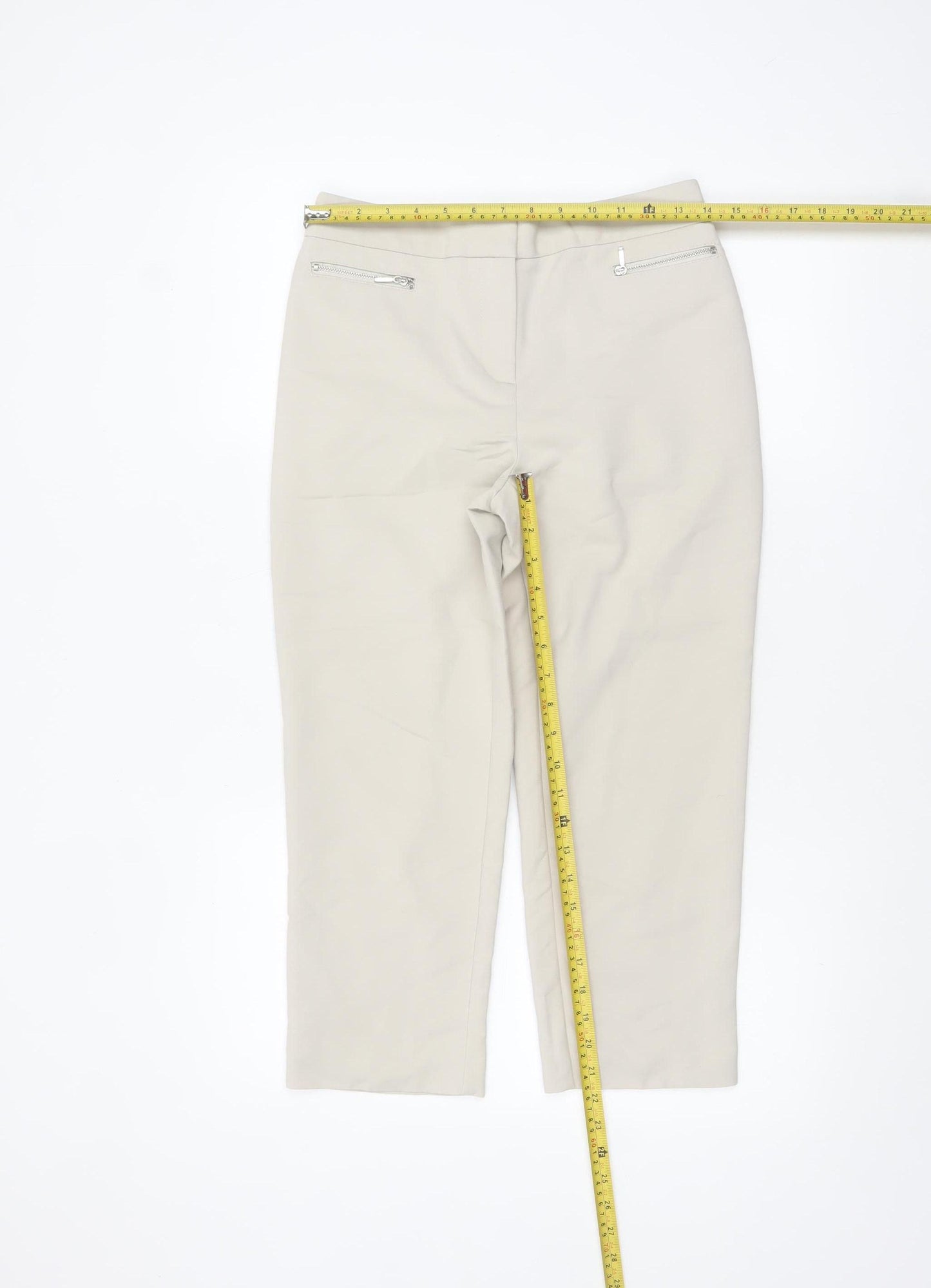 Marks and Spencer Women Beige Size 8 Cropped Trousers