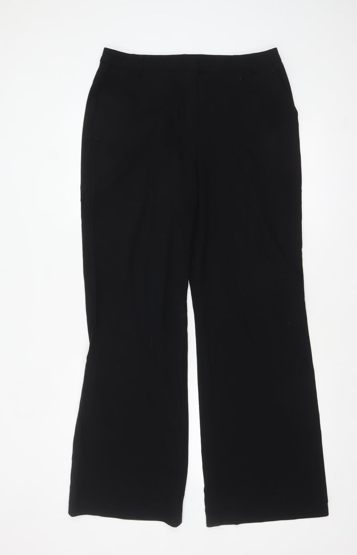 Marks and Spencer Women Black Size 14 Tall Straight Leg Trousers