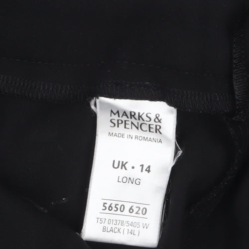 Marks and Spencer Women Black Size 14 Tall Straight Leg Trousers