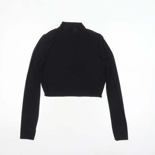 PrettyLittleThing Women’s Black Cropped Long Sleeve Mock Neck Top Size 12