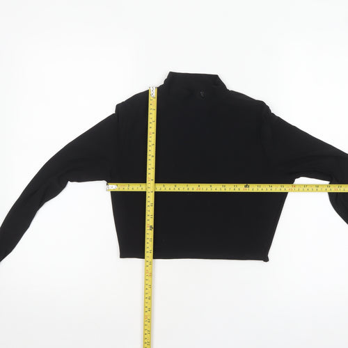 PrettyLittleThing Women’s Black Cropped Long Sleeve Mock Neck Top Size 12