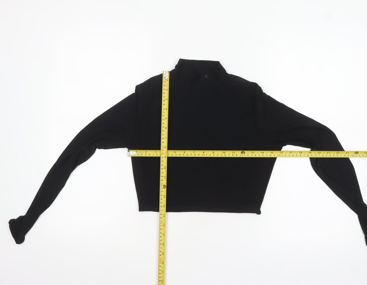 PrettyLittleThing Women’s Black Cropped Long Sleeve Mock Neck Top Size 12