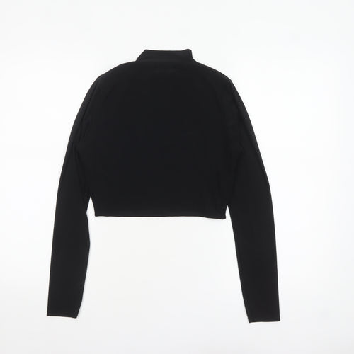PrettyLittleThing Women’s Black Cropped Long Sleeve Mock Neck Top Size 12