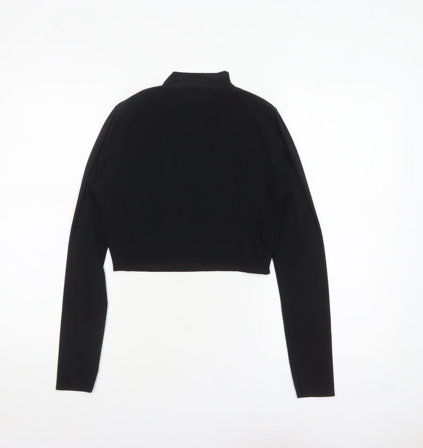 PrettyLittleThing Women’s Black Cropped Long Sleeve Mock Neck Top Size 12