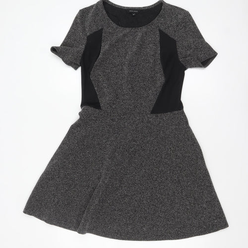 New Look Women’s Grey Fit & Flare Short Sleeve Knit Dress Size 12