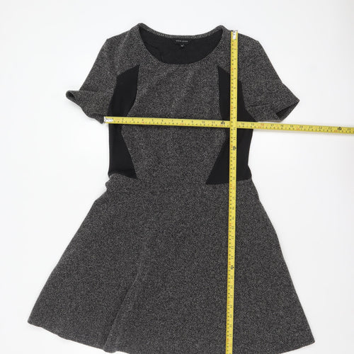 New Look Women’s Grey Fit & Flare Short Sleeve Knit Dress Size 12