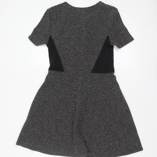 New Look Women’s Grey Fit & Flare Short Sleeve Knit Dress Size 12