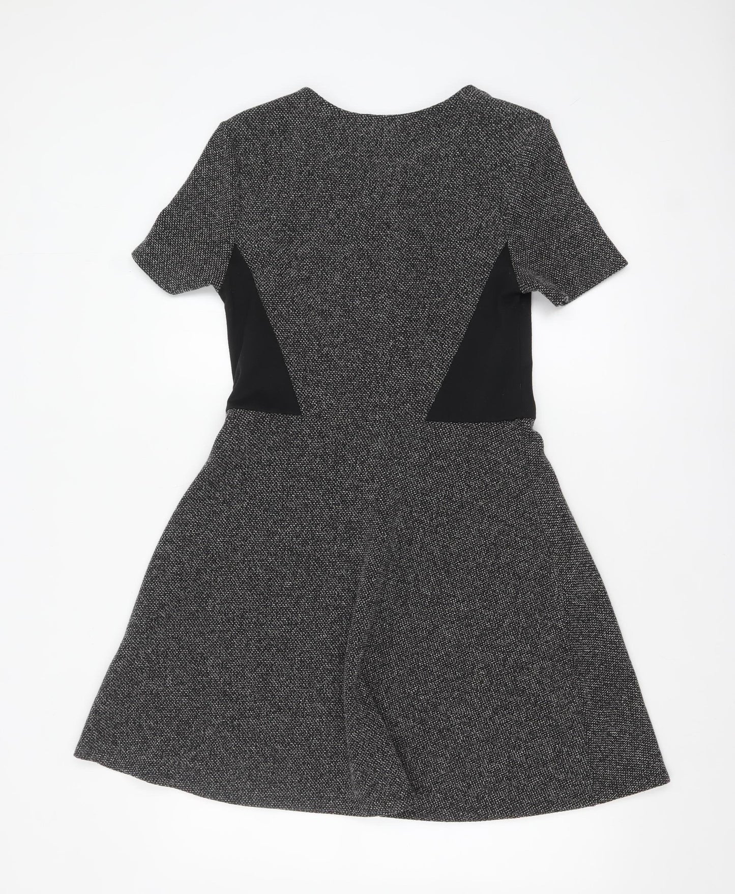 New Look Women’s Grey Fit & Flare Short Sleeve Knit Dress Size 12