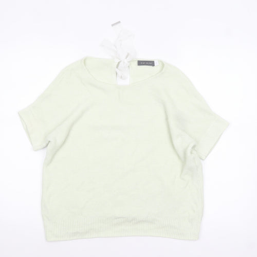 Mint Velvet Womens Ivory Short Sleeve Knit Bow Back Jumper Size M