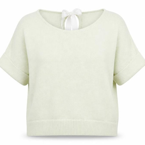 Mint Velvet Womens Ivory Short Sleeve Knit Bow Back Jumper Size M