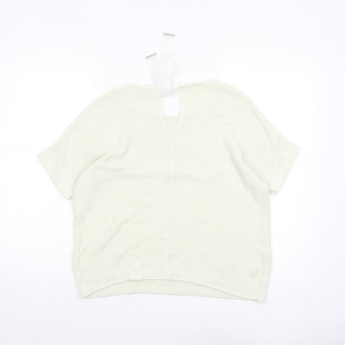 Mint Velvet Womens Ivory Short Sleeve Knit Bow Back Jumper Size M