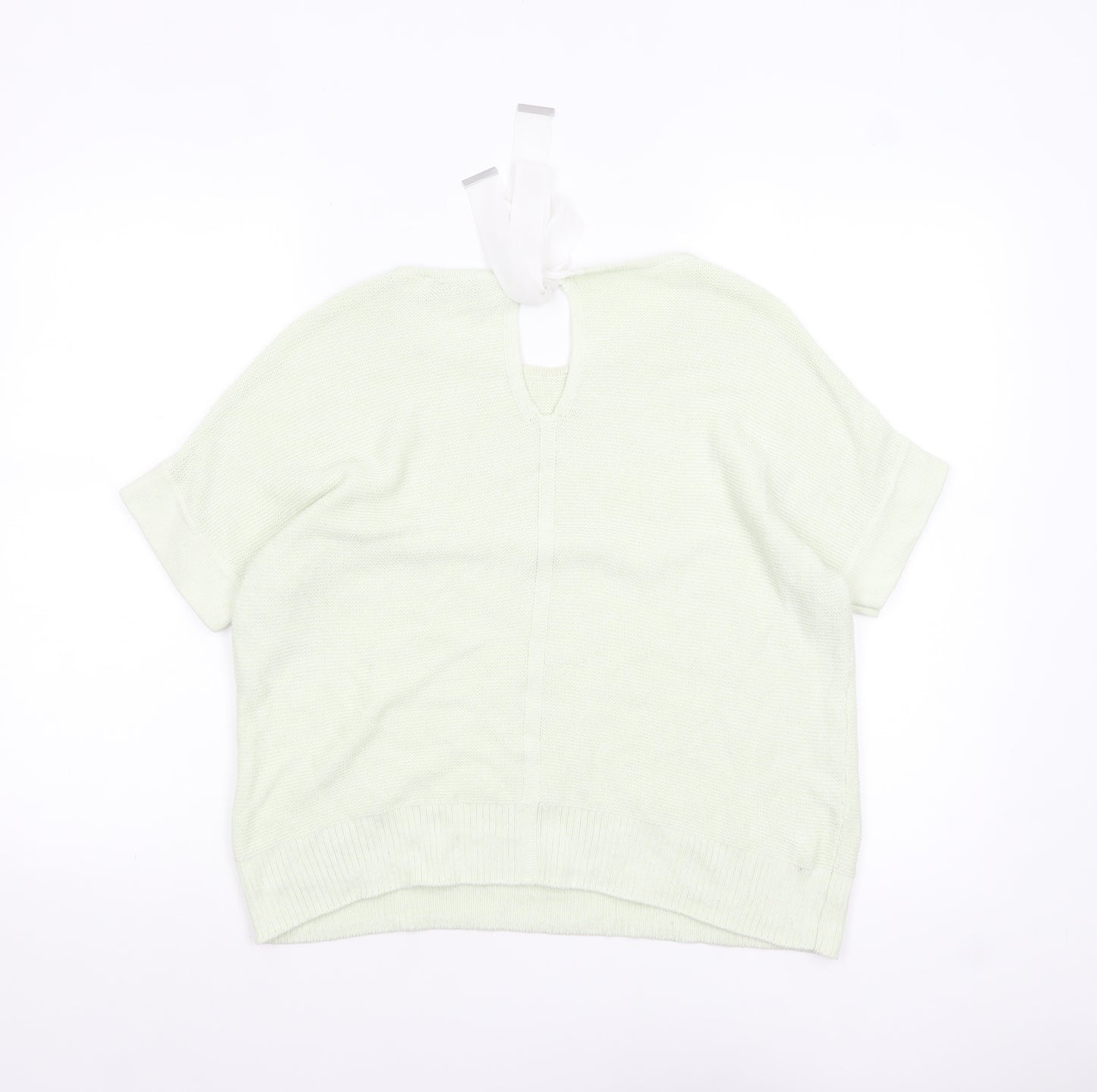 Mint Velvet Womens Ivory Short Sleeve Knit Bow Back Jumper Size M