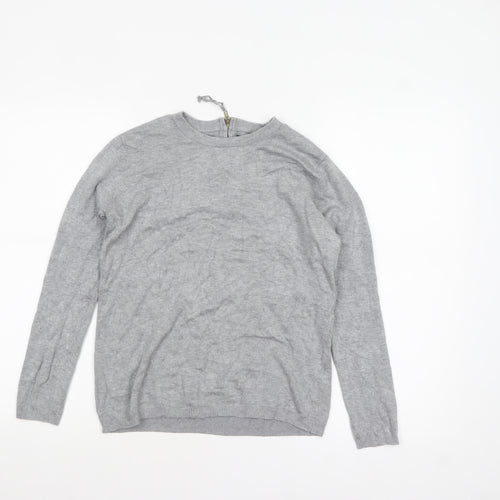 Zara Women Grey Crew Neck Wool Blend Long Sleeve Jumper Size 12