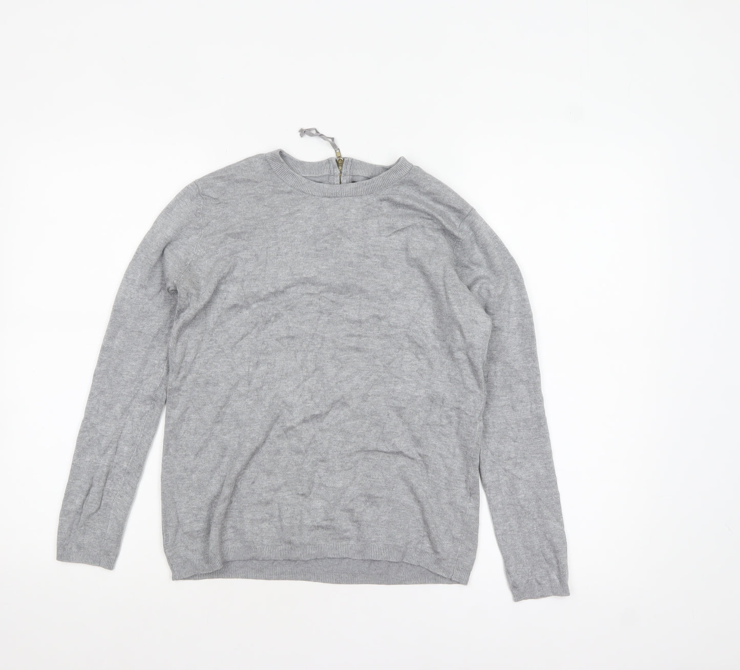 Zara Women Grey Crew Neck Wool Blend Long Sleeve Jumper Size 12