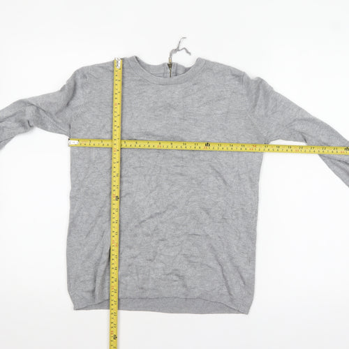Zara Women Grey Crew Neck Wool Blend Long Sleeve Jumper Size 12