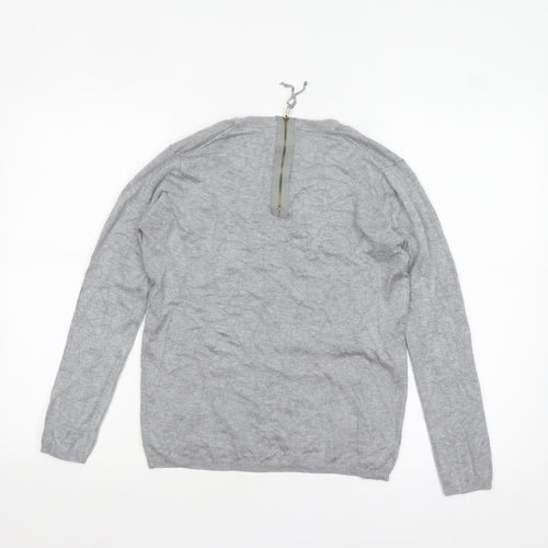 Zara Women Grey Crew Neck Wool Blend Long Sleeve Jumper Size 12