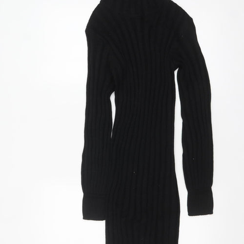 PrettyLittleThing Women Black Roll Neck Long Sleeve Bodycon Knit Dress Size M