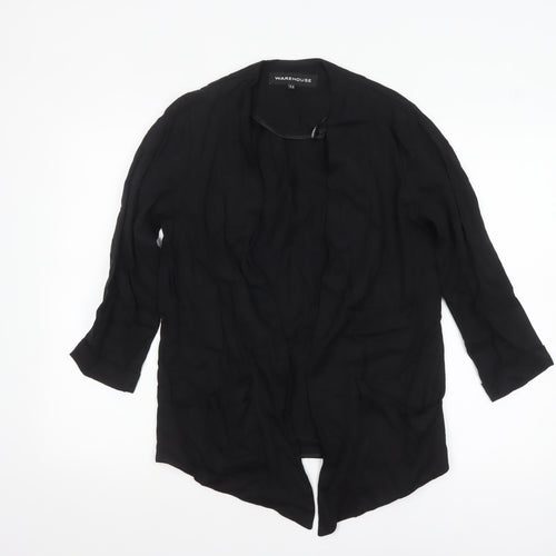 Warehouse Women’s Black Size 8 Blazer Jacket Lightweight Open Front