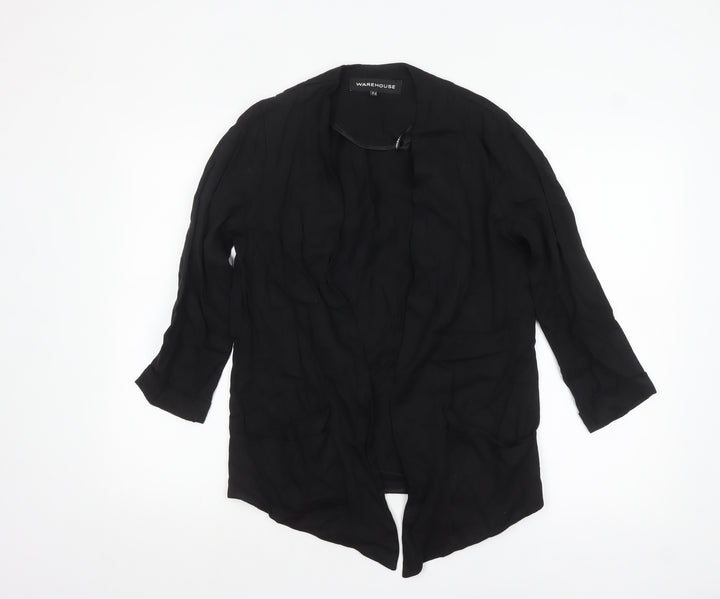 Warehouse Women’s Black Size 8 Blazer Jacket Lightweight Open Front