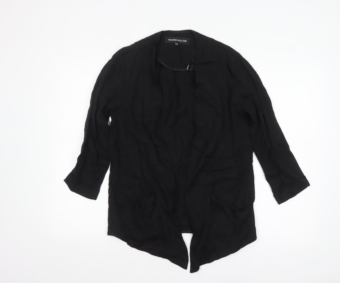Warehouse Women’s Black Size 8 Blazer Jacket Lightweight Open Front