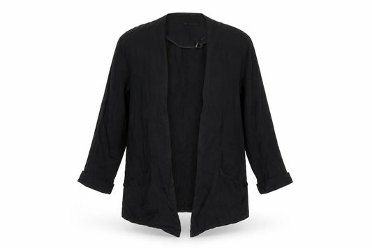 Front view of Warehouse Women’s Black, size UK 8, Blazer Jacket Lightweight Open Front