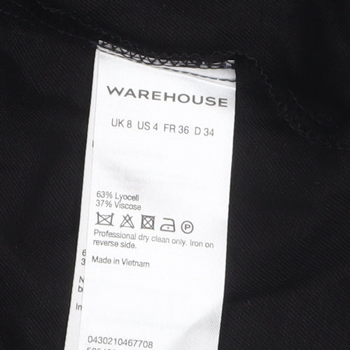 Warehouse Women’s Black Size 8 Blazer Jacket Lightweight Open Front