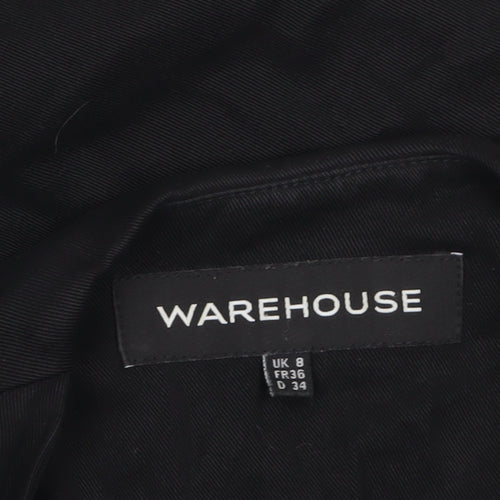 Warehouse Women’s Black Size 8 Blazer Jacket Lightweight Open Front
