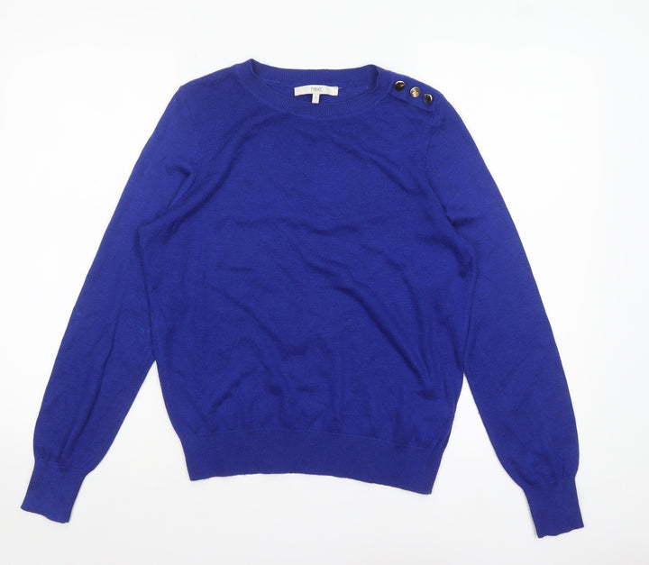 Next Women’s Blue Crew Neck Button Shoulder Jumper Size S