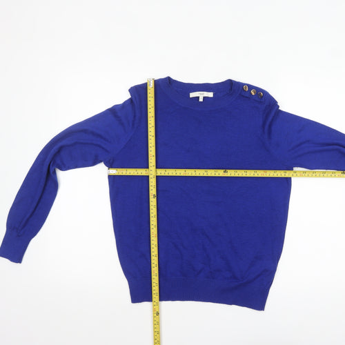 Next Women’s Blue Crew Neck Button Shoulder Jumper Size S