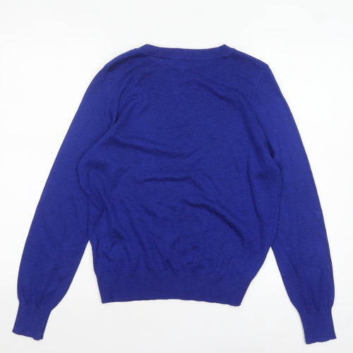 Next Women’s Blue Crew Neck Button Shoulder Jumper Size S