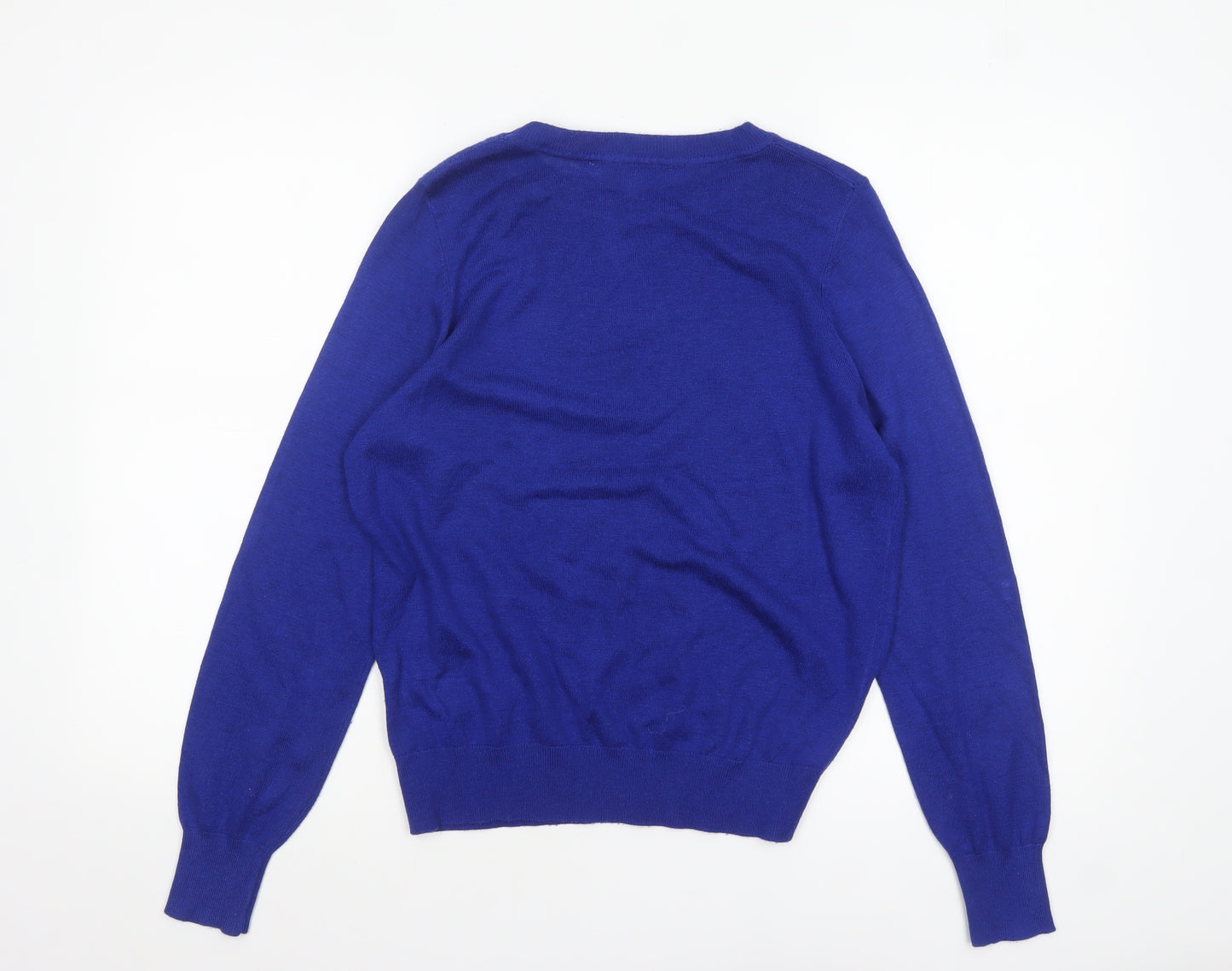 Next Women’s Blue Crew Neck Button Shoulder Jumper Size S