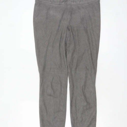 Cambio Women's Grey Suede Look Stretch Leggings Size 12