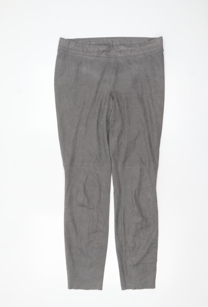 Cambio Women's Grey Suede Look Stretch Leggings Size 12