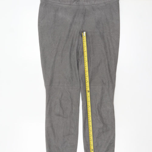 Cambio Women's Grey Suede Look Stretch Leggings Size 12