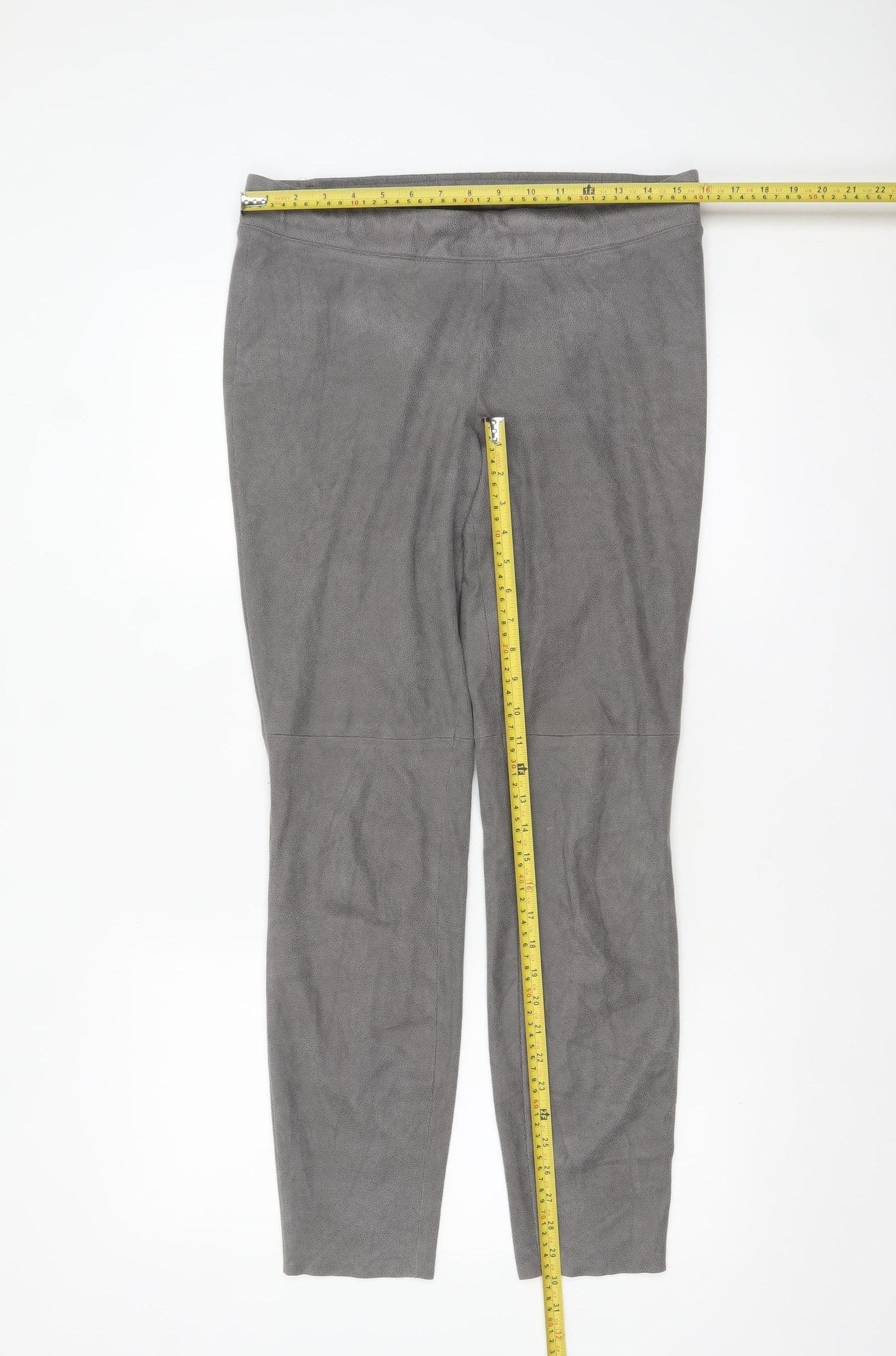 Cambio Women's Grey Suede Look Stretch Leggings Size 12