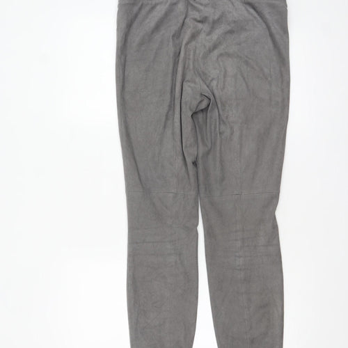 Cambio Women's Grey Suede Look Stretch Leggings Size 12