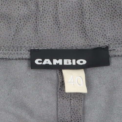 Cambio Women's Grey Suede Look Stretch Leggings Size 12