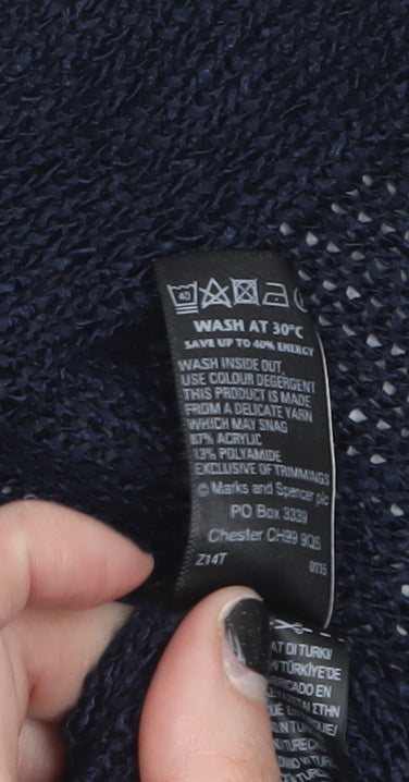 Marks and Spencer Women Blue Open-Knit Shrug Cardigan Size 20