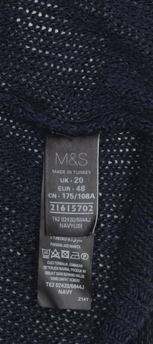 Marks and Spencer Women Blue Open-Knit Shrug Cardigan Size 20