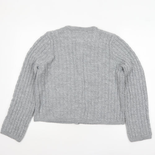 George Women Grey Cable-Knit Button Cardigan Size 12-14